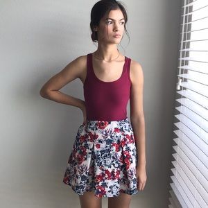 White Floral Mini Skirt